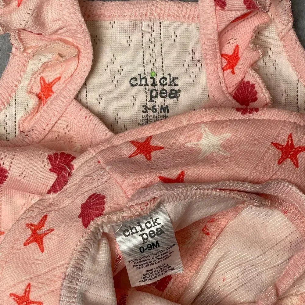 Chick Pea Pink Star Shell Romper and Hat Se tSize 3-6 months